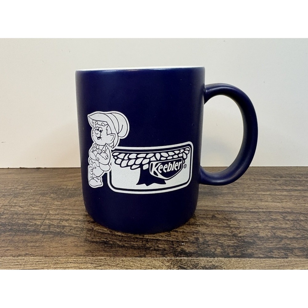 Keebler Coffee Mug Cup Navy Blue Elf cookies Advertising Brand Cookie